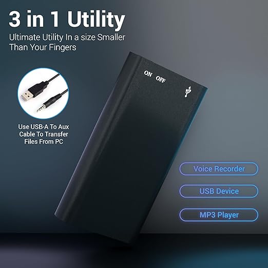 16GB Small Hidden Spy Audio Recorder Device (24hr)