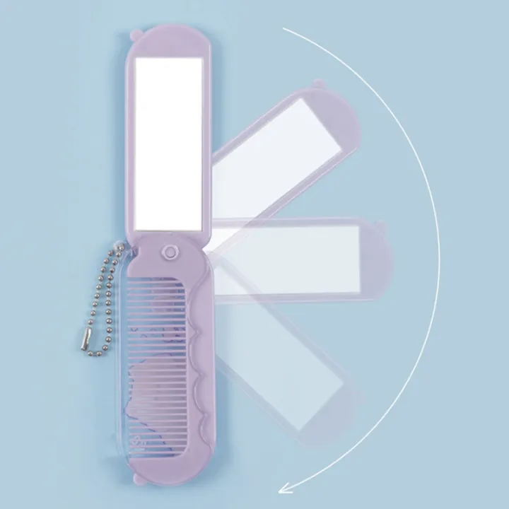 1pc Foldable Travel Comb And Mirror Set