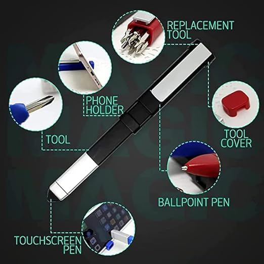 Portable Multitool Pen-Shaped Phone Holder with Screwdriver