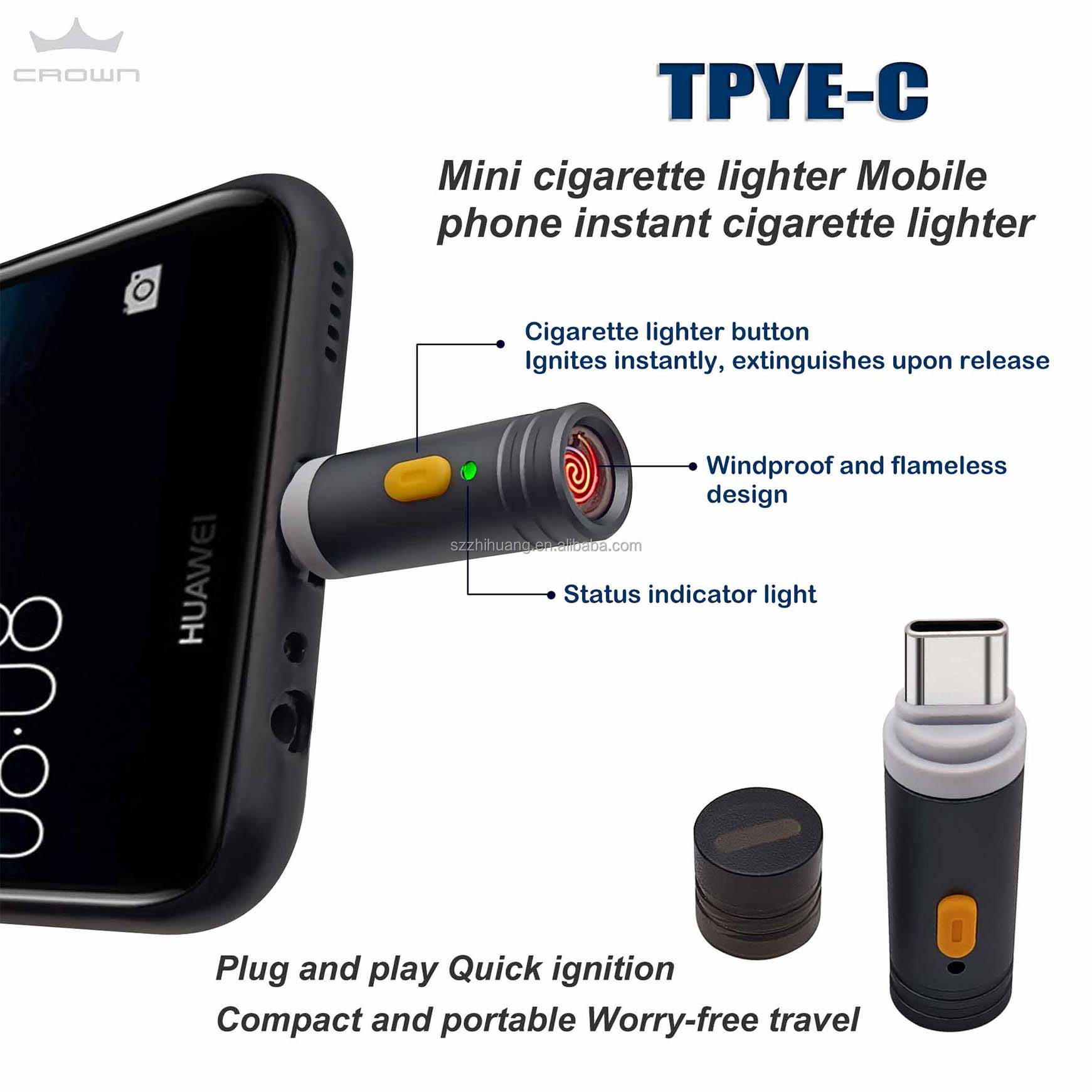 USB-C Lighter for Mobile Phones Flameless and Windproof Lighter