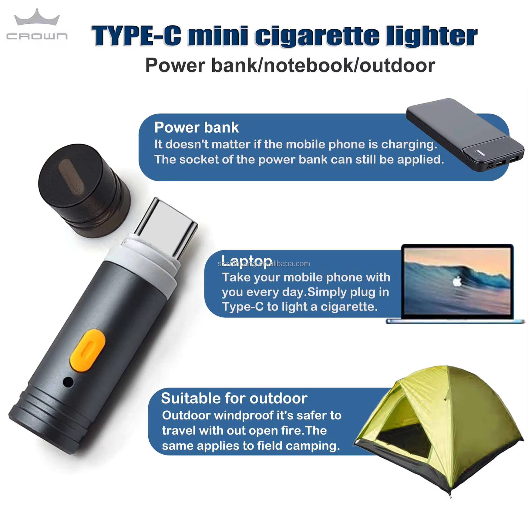 USB-C Lighter for Mobile Phones Flameless and Windproof Lighter